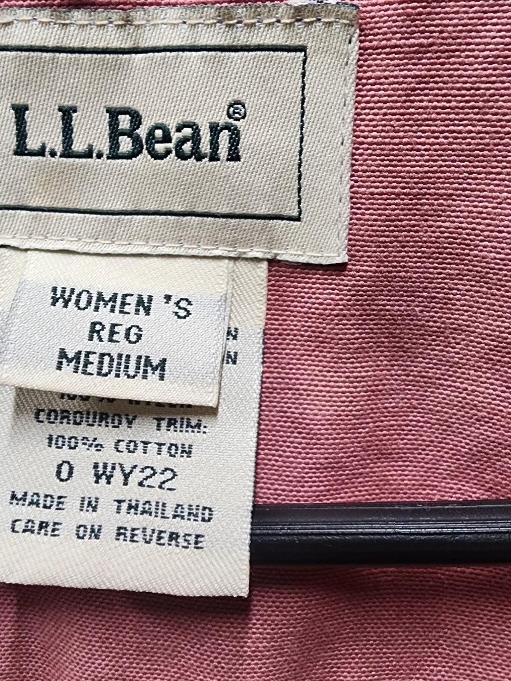 L.L. Bean Pink Chore Barn Trench Coat with Brown Corduroy Collar - Picture 2 of 5